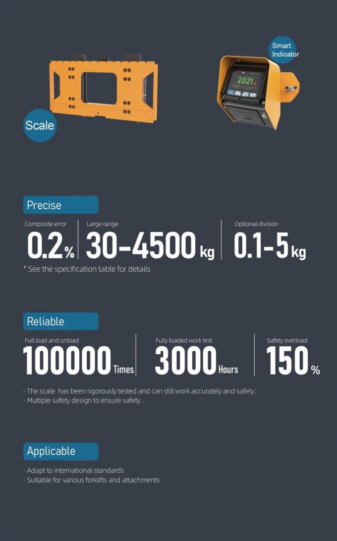 Elektroniczny cyfrowy wózek widłowy System wag 3,7 V Litowo-jonowy Aluminium 4